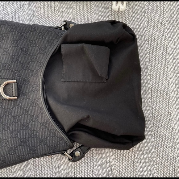 Gucci Black Denim Monogram Abby Shoulder Bag - Picture 9 of 16